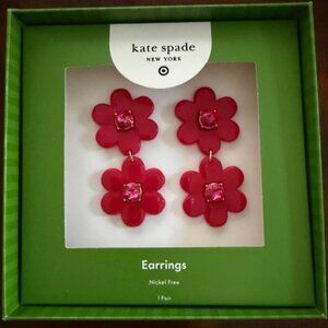 NEW Kate Spade New York x Target - Red Flower Linear Earrings Limited Edition